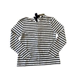 NWT - J. CREW long sleeve, blue & white striped, Keyhole bow shirt, size medium